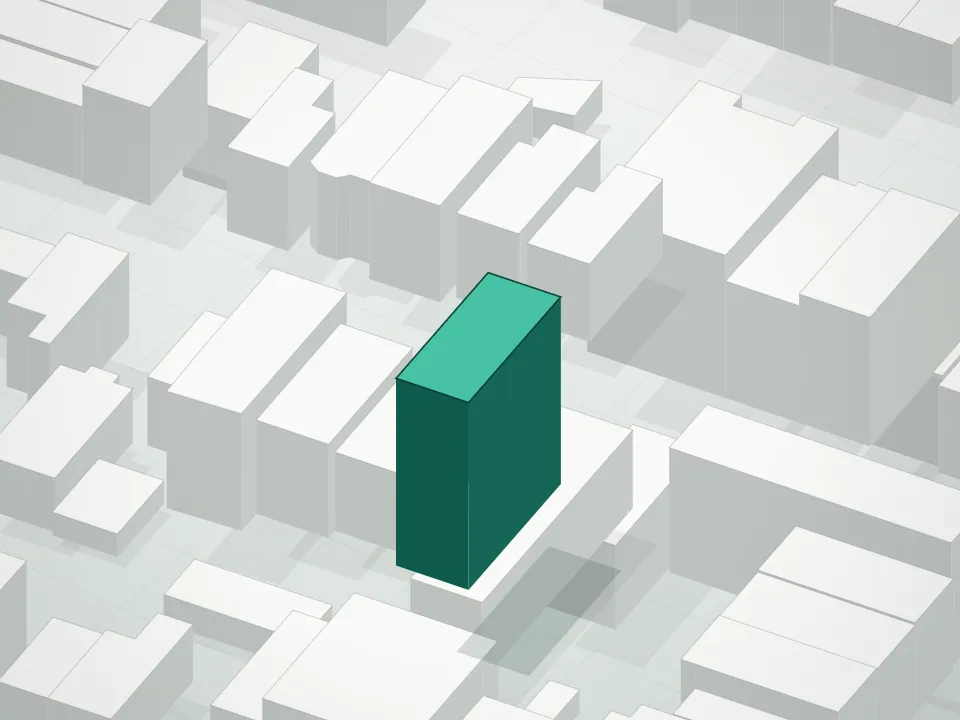 3D massing drawing of 180 Jackson Street Condominium and neighboring buildings