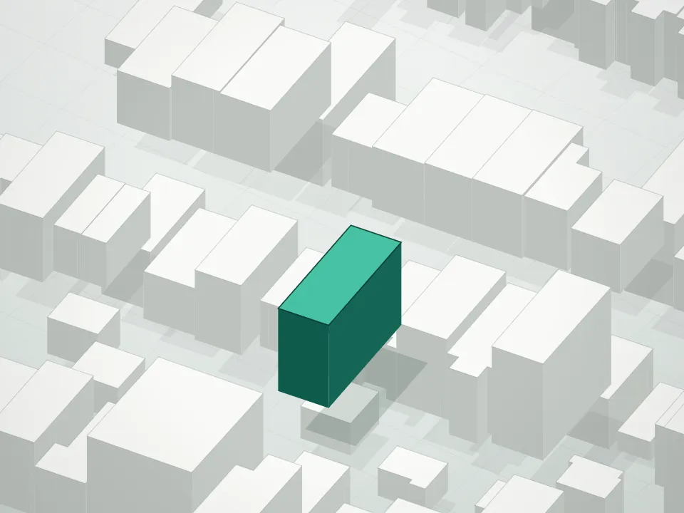 3D massing drawing of 198a Kent Street Condominium and neighboring buildings