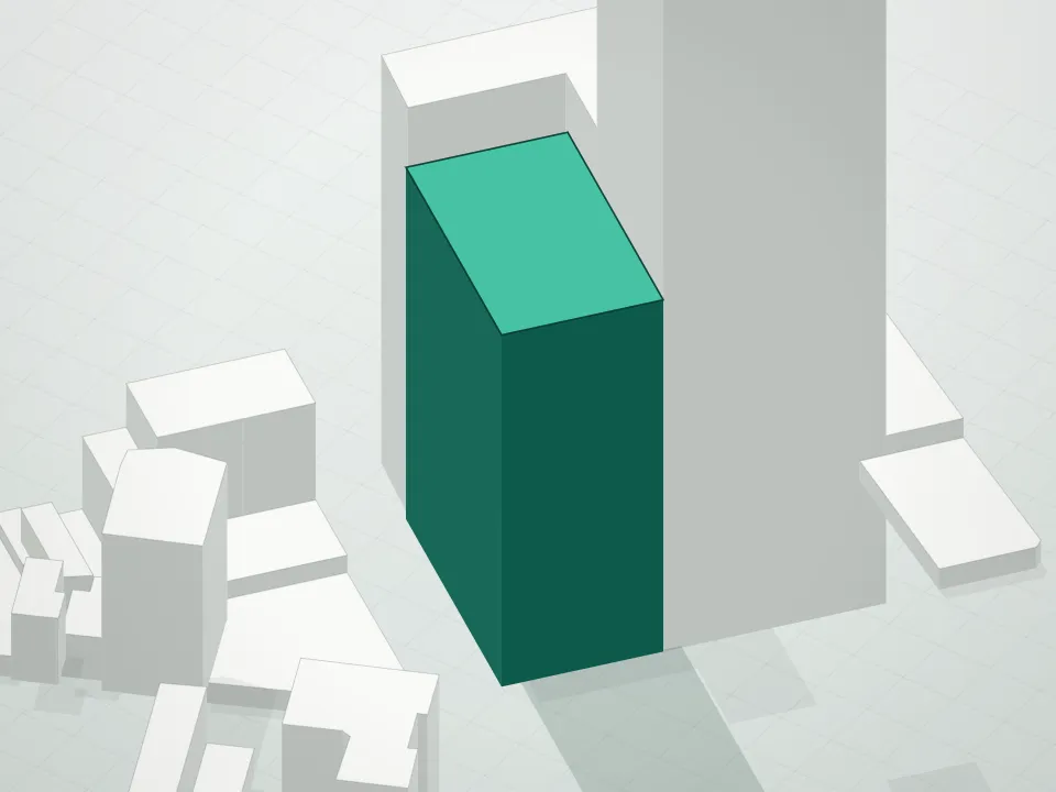 3D massing drawing of Star Tower Condominium and neighboring buildings