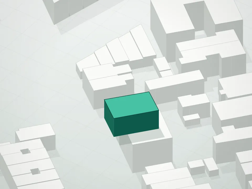 3D massing drawing of 1737 81st Street Condominium and neighboring buildings