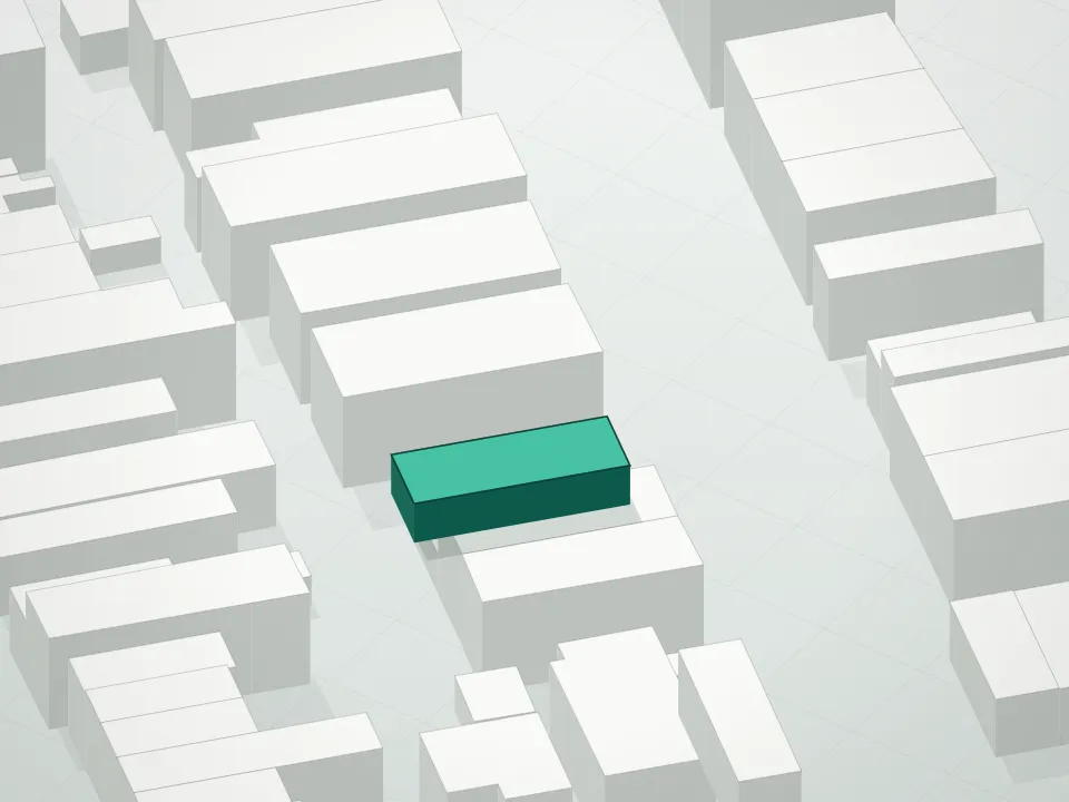 3D massing drawing of 2064 57th Street Condominium and neighboring buildings
