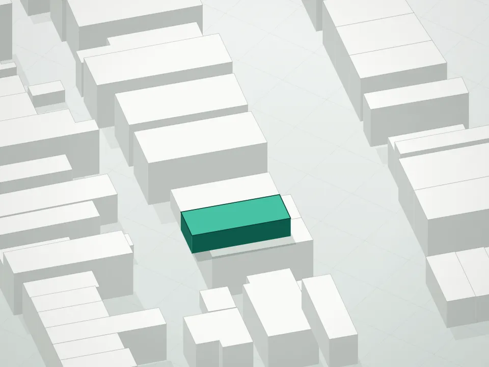 3D massing drawing of 2066 57th Street Condominium and neighboring buildings