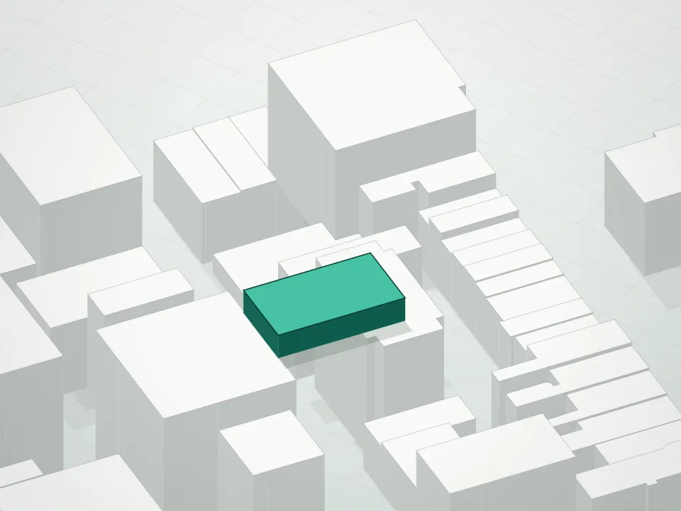 3D massing drawing of Abi Chelsea Condominium and neighboring buildings