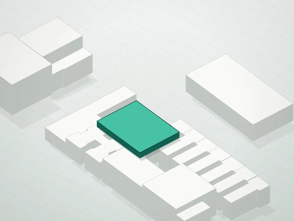3D massing drawing of Qns 44 Condominium and neighboring buildings