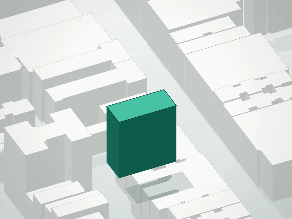 3D massing drawing of 132-134 West 83rd Street Condominium and neighboring buildings