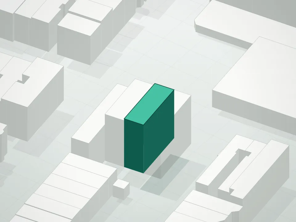 3D massing drawing of Greenpoint 282 Condominium and neighboring buildings