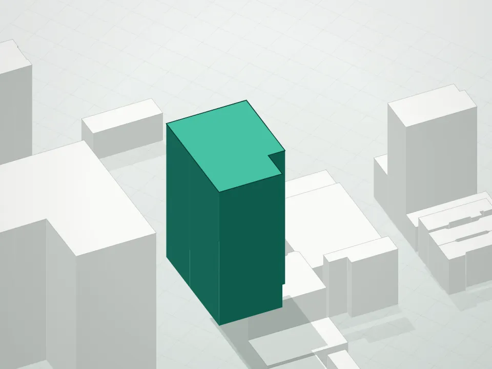 3D massing drawing of 1289 Lexington and neighboring buildings