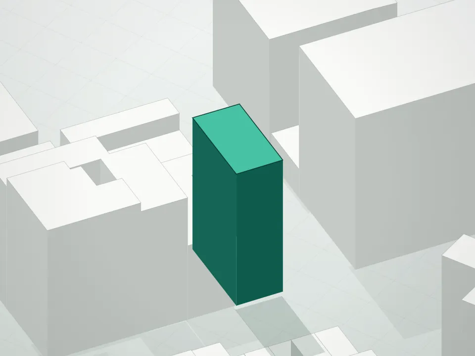 3D massing drawing of 500 West 25th Street Condominium and neighboring buildings