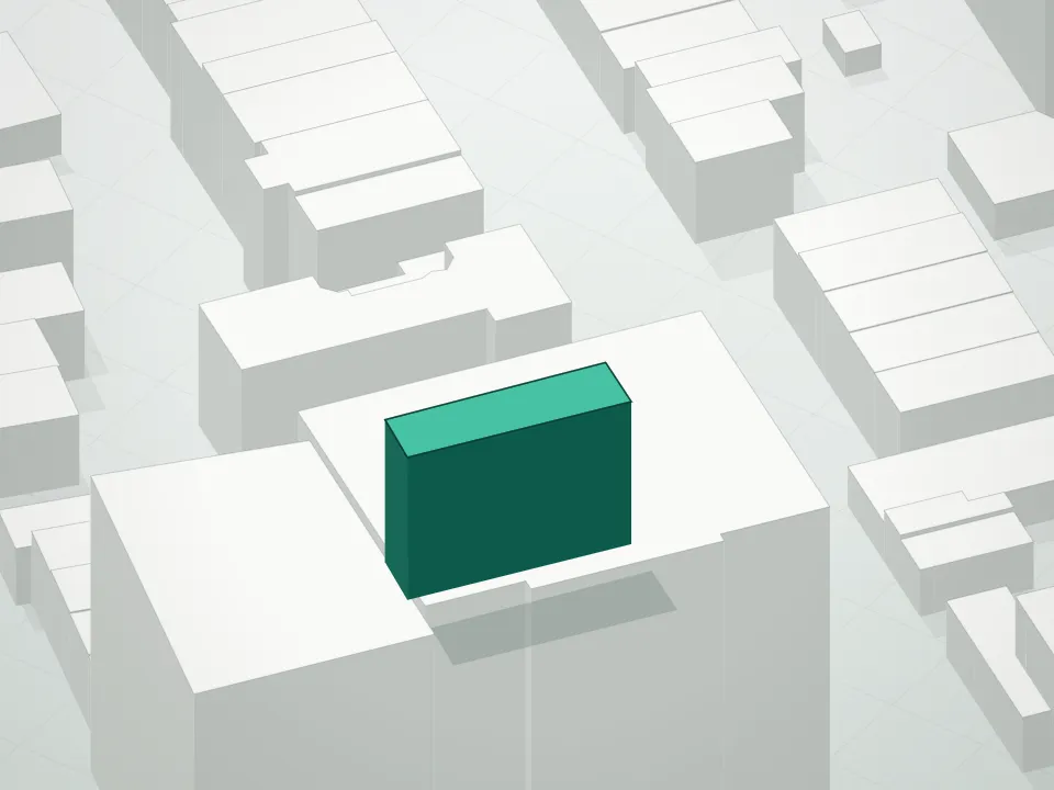 3D massing drawing of 96 16th Street Condominium and neighboring buildings