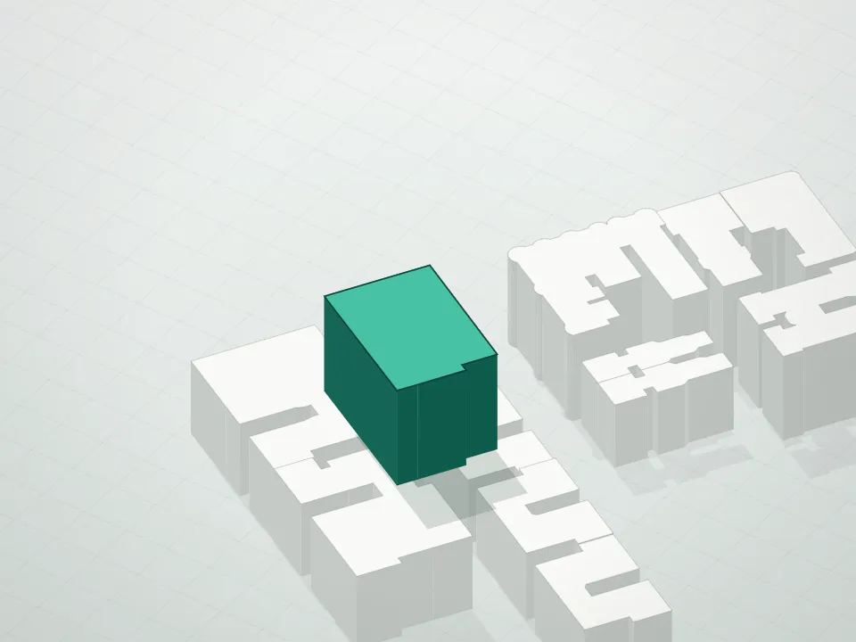 3D massing drawing of 10 Lenox Avenue Condominium and neighboring buildings