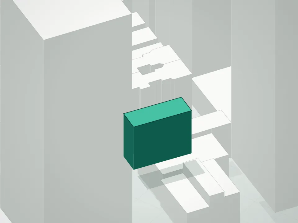 3D massing drawing of 245 East 53rd Street Condominium and neighboring buildings