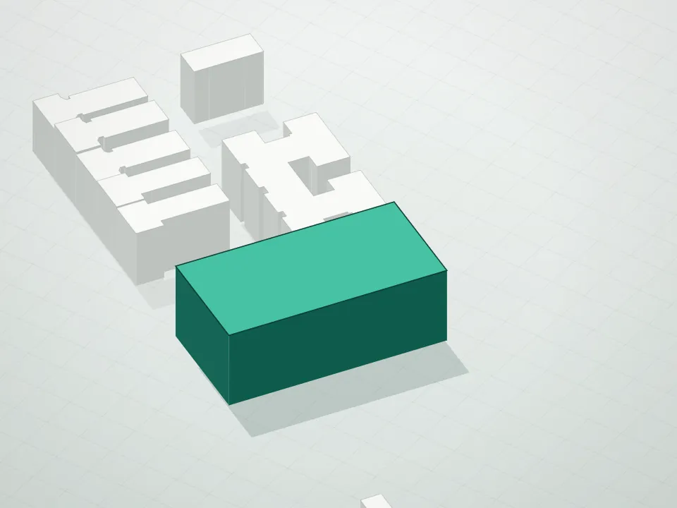 3D massing drawing of 2600 7th Avenue Condominium and neighboring buildings
