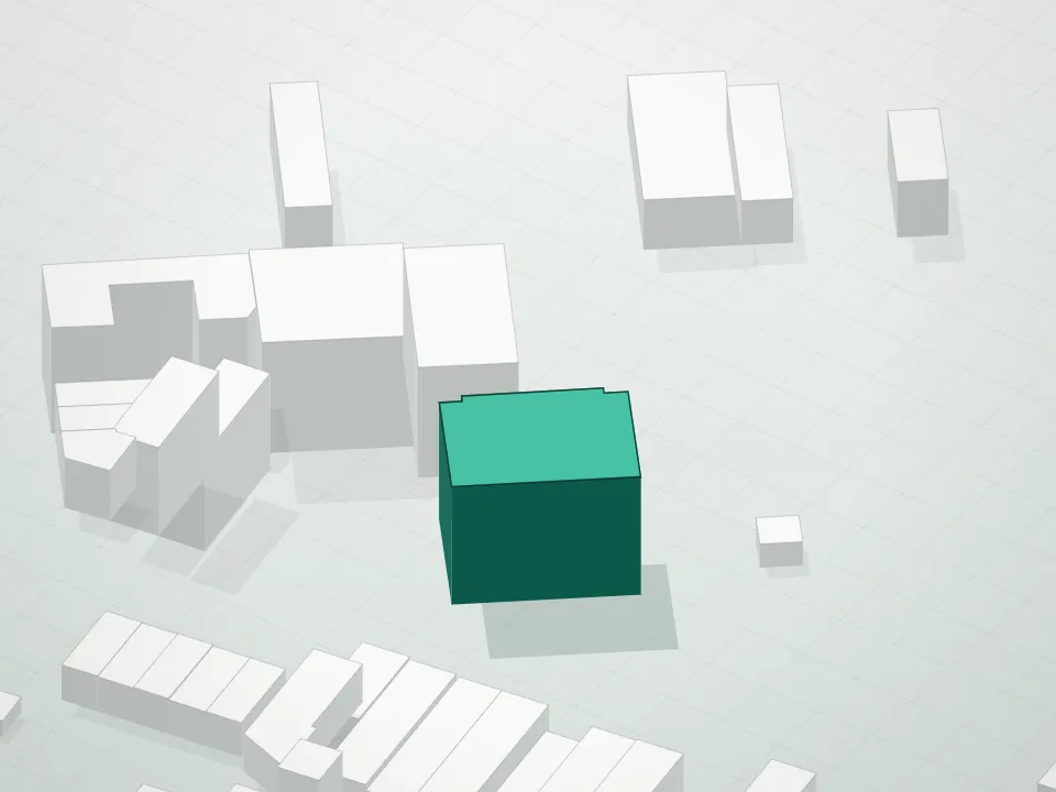 3D massing drawing of 7 Whipple Street Condominium and neighboring buildings