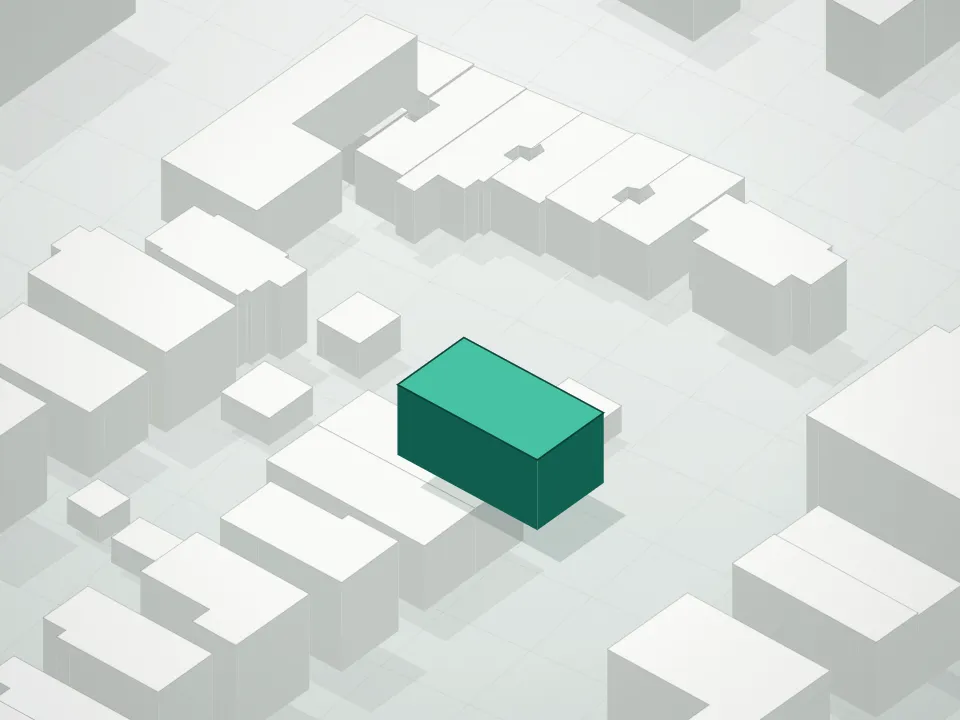 3D massing drawing of Lucky NY Condominium and neighboring buildings