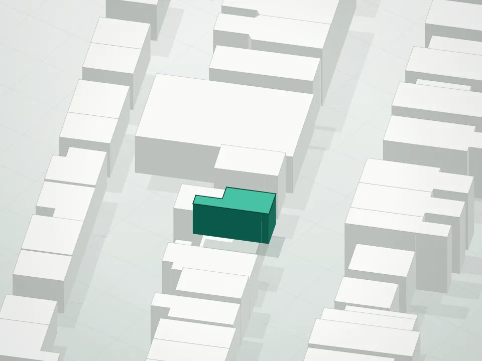 3D massing drawing of 41 Newel Street Condominium and neighboring buildings