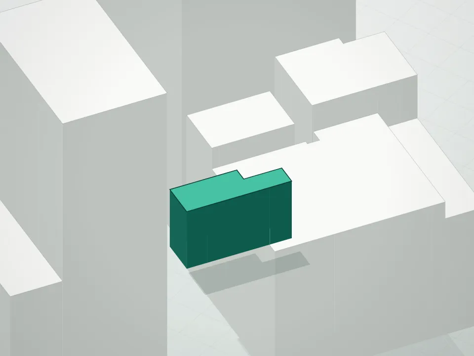 3D massing drawing of 7 West 57th Street Condominium and neighboring buildings