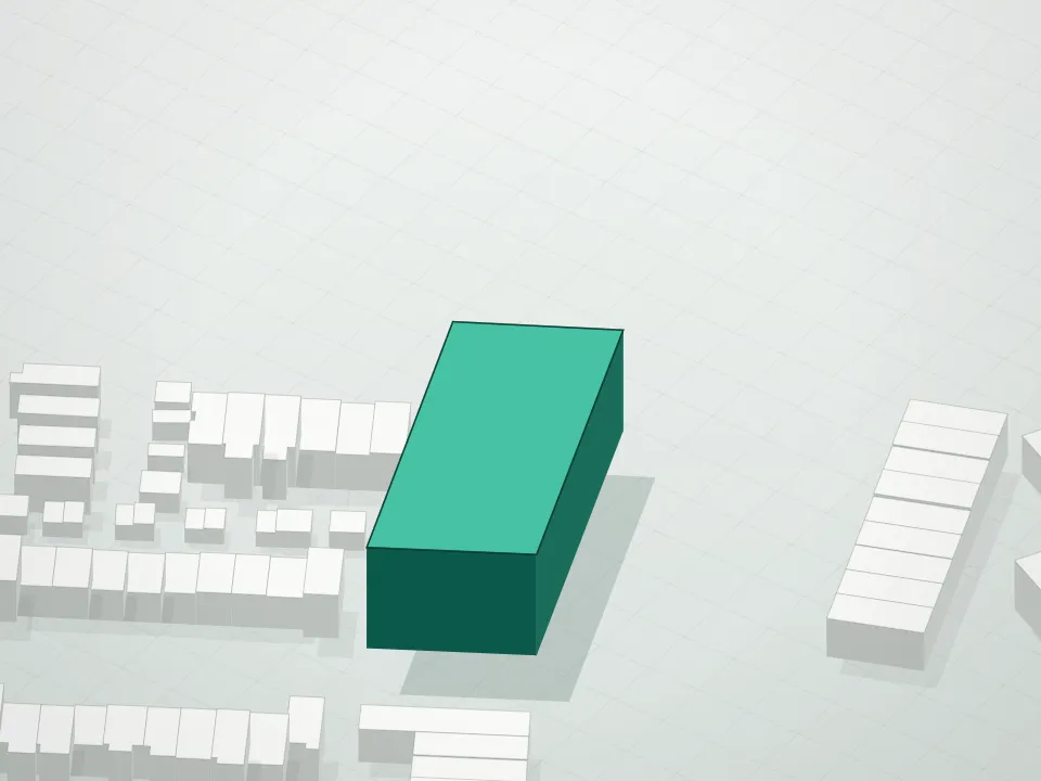 3D massing drawing of Rego Parc Condominium and neighboring buildings