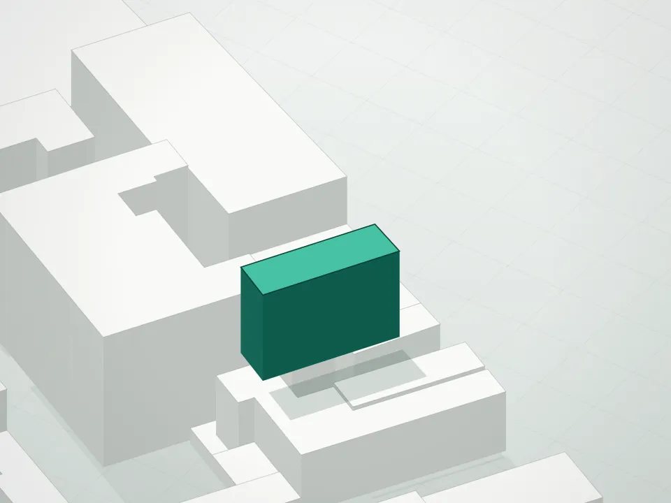 3D massing drawing of Phoenix Roze and neighboring buildings