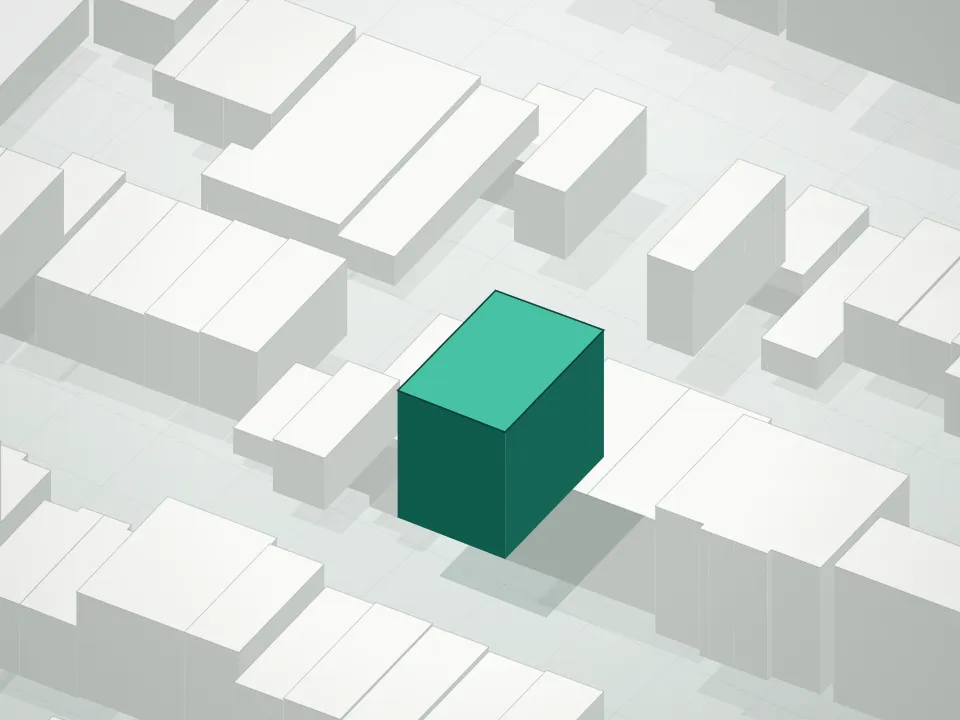3D massing drawing of Maple Sweet Condominium and neighboring buildings