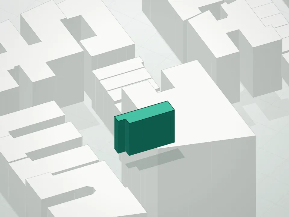 3D massing drawing of Jumel Mansion Condominium and neighboring buildings