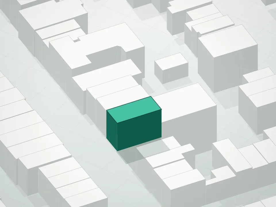 3D massing drawing of 341 Union Street Condominium and neighboring buildings