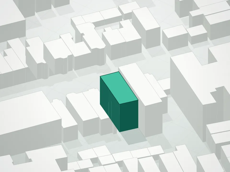 3D massing drawing of 27-21 27th Street Condominium and neighboring buildings