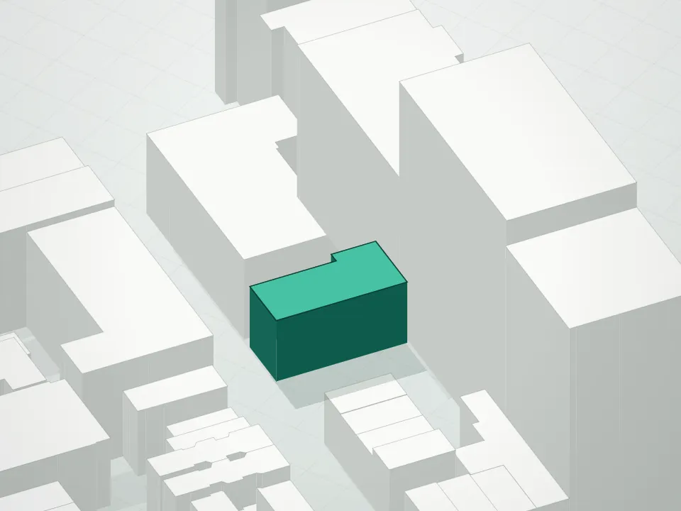 3D massing drawing of Gramercy 1860 Condominium and neighboring buildings