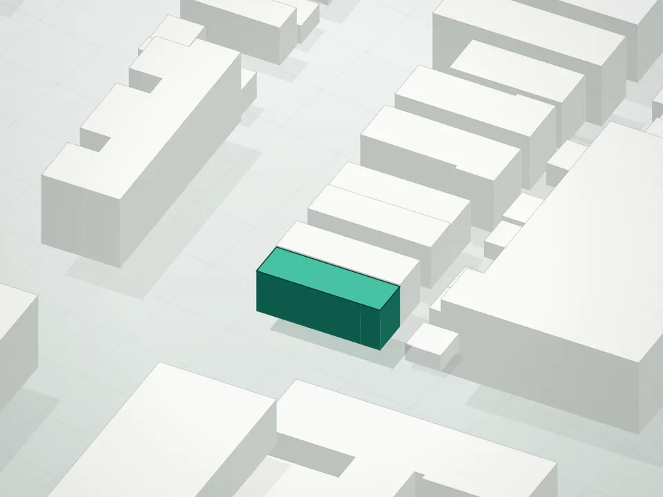 3D massing drawing of 1683 West 7th Street Condominium and neighboring buildings