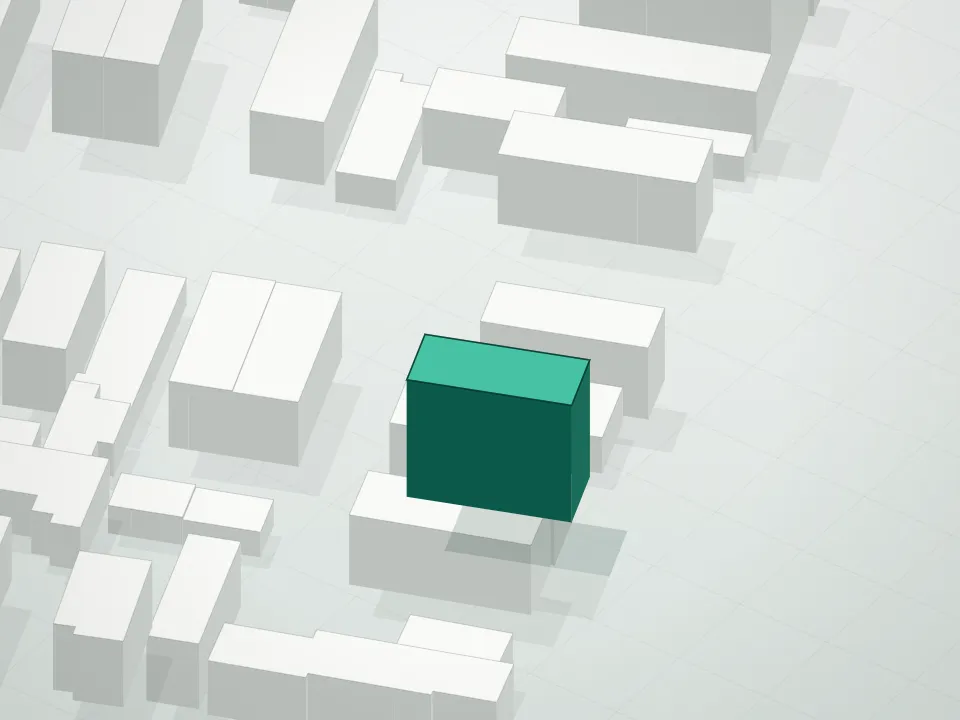 3D massing drawing of 49-08 111th Street Condominium and neighboring buildings