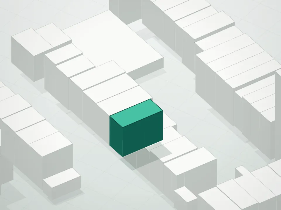 3D massing drawing of 119 Congress Street Condominium and neighboring buildings