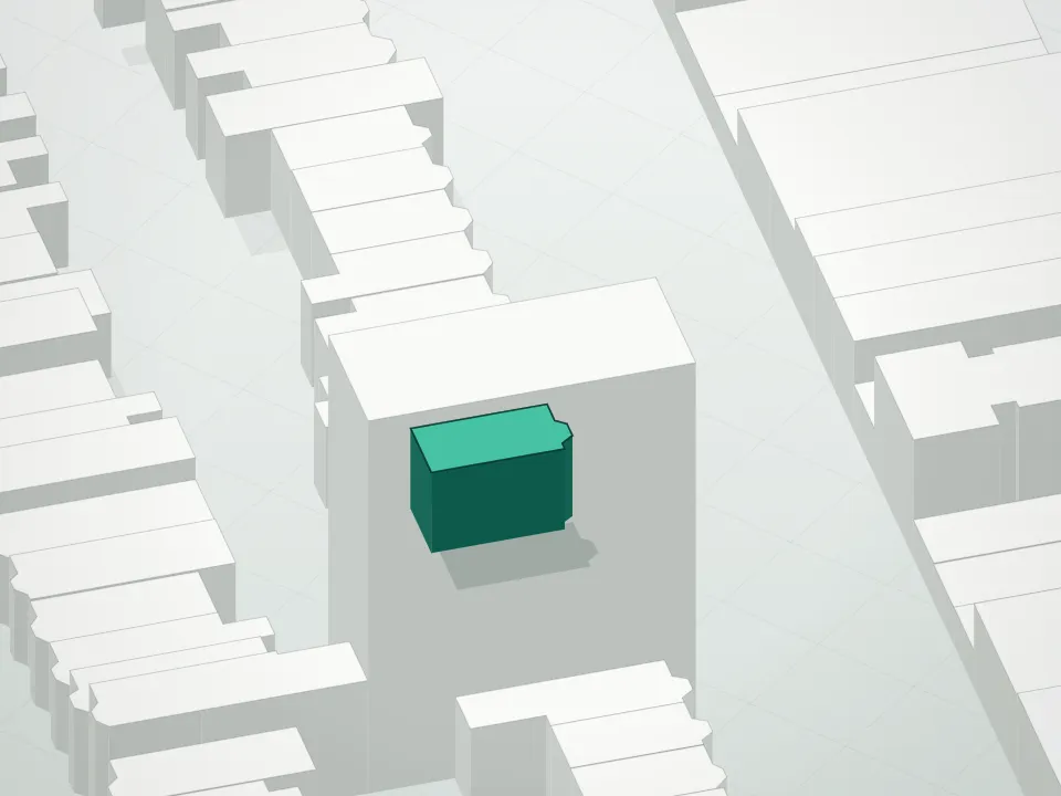 3D massing drawing of Culver Developments 1a & 1b Condominium and neighboring buildings