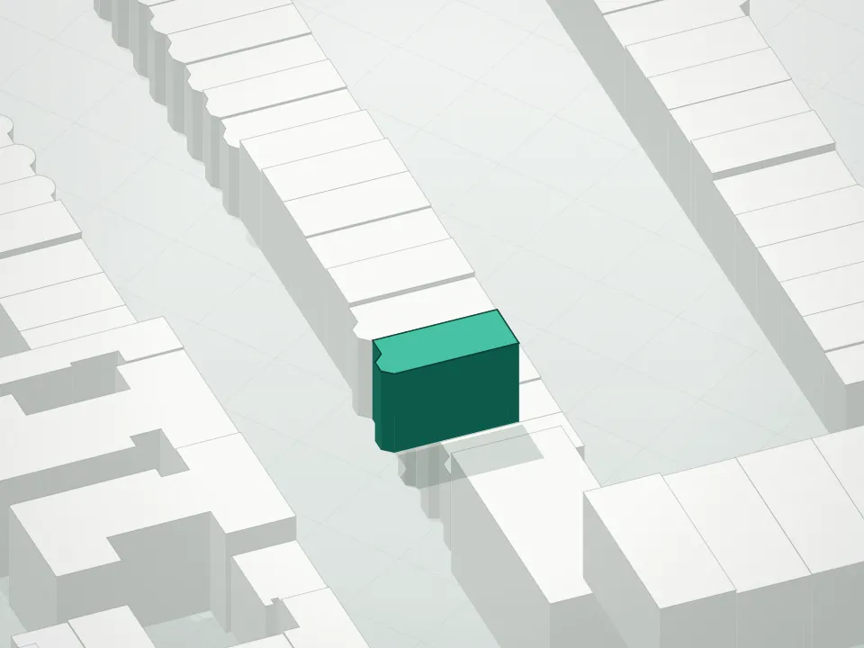 3D massing drawing of 315 6th Street Condominium and neighboring buildings