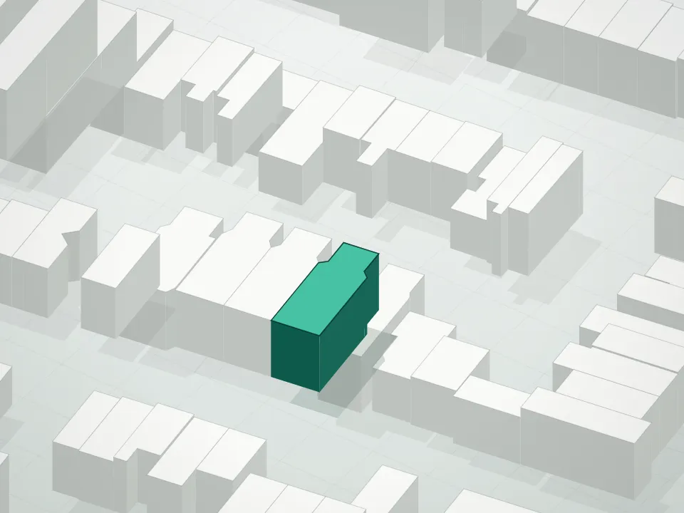 3D massing drawing of 127 Putnam Avenue Condominium and neighboring buildings