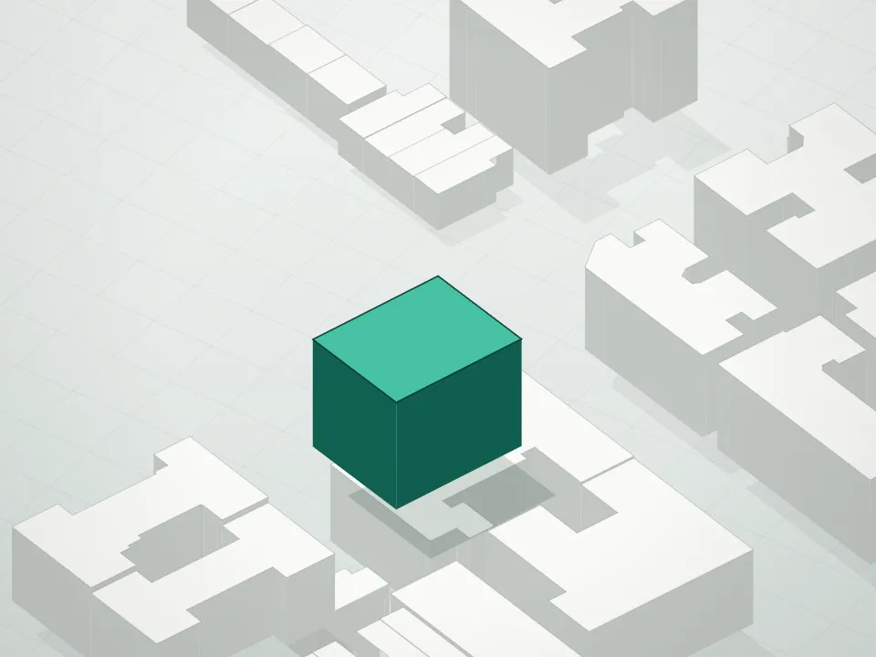 3D massing drawing of 1000 Union Street Condominium and neighboring buildings