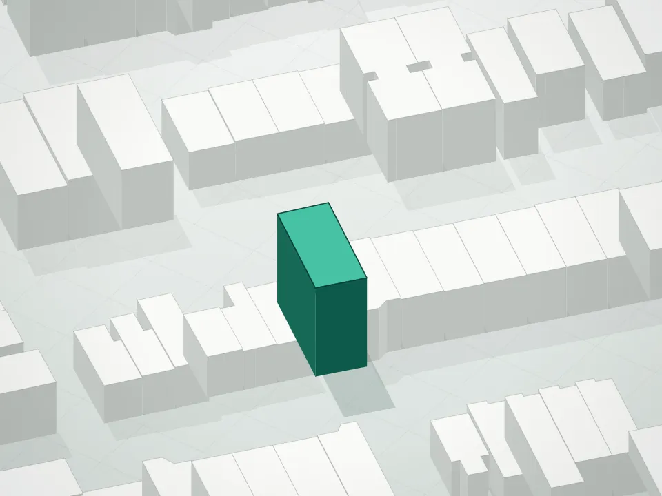 3D massing drawing of 193 Moffat Street Condominium and neighboring buildings