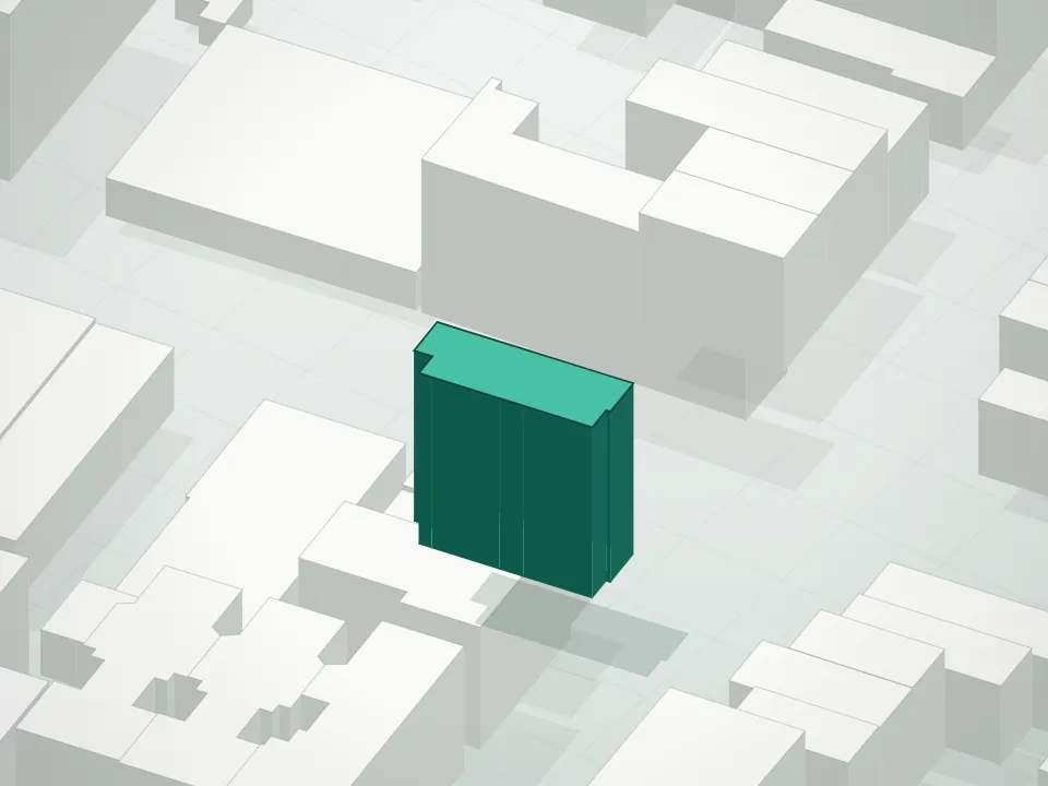 3D massing drawing of 354 Franklin Avenue Condominiums and neighboring buildings