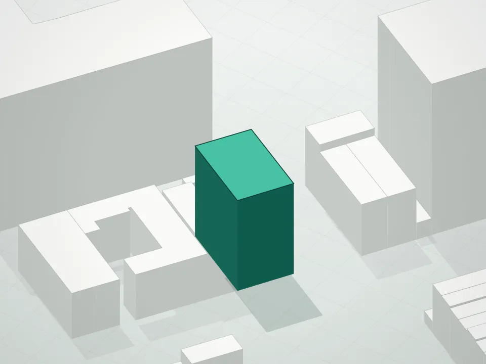 3D massing drawing of 500 West 22nd Street Condominium and neighboring buildings