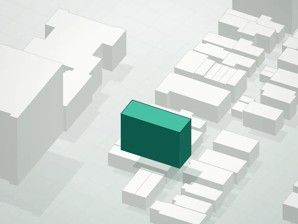3D massing drawing of 179 West End Avenue Condominium and neighboring buildings