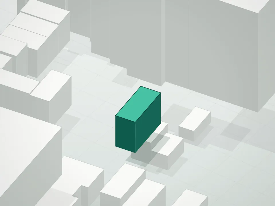 3D massing drawing of 19 Richardson Street Condominium and neighboring buildings