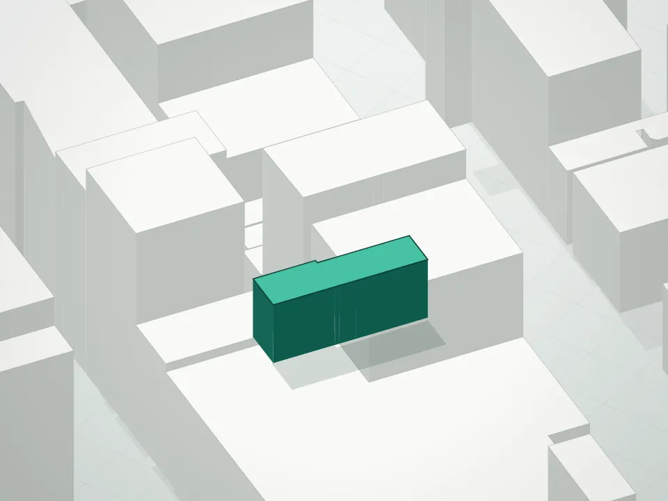 3D massing drawing of 128 West 23rd Street Condominium Aka Graydon Chelsea and neighboring buildings