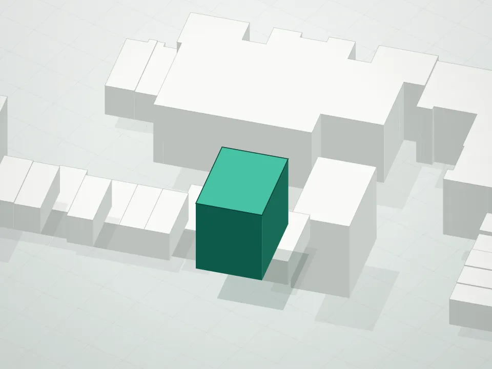 3D massing drawing of Sunlight Barclay Tower Condominium and neighboring buildings