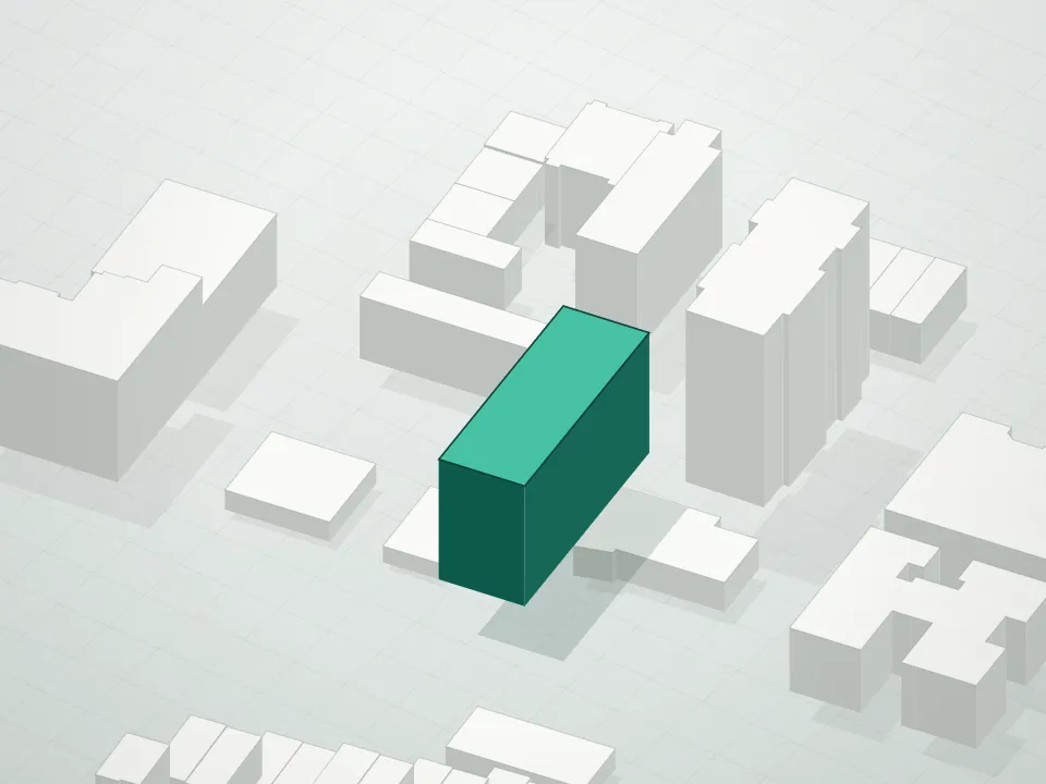 3D massing drawing of Northern and neighboring buildings