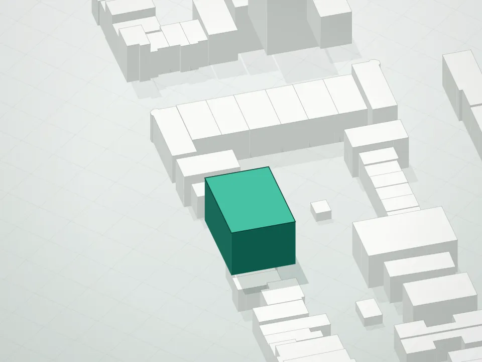 3D massing drawing of 305 23rd Street Condominium and neighboring buildings
