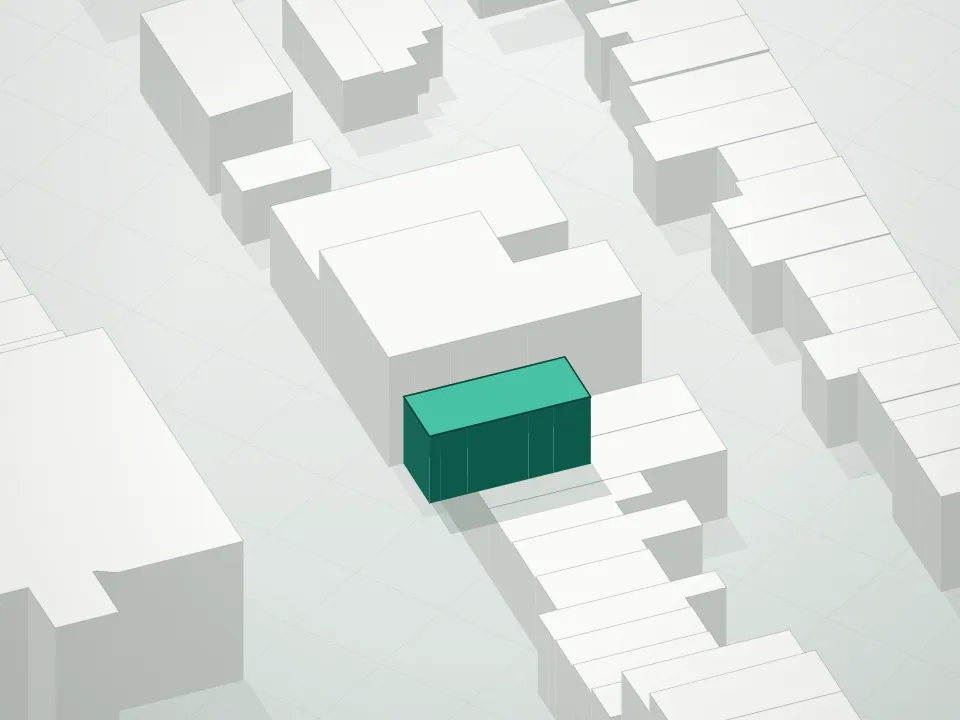 3D massing drawing of 85 3rd Street Condominium and neighboring buildings
