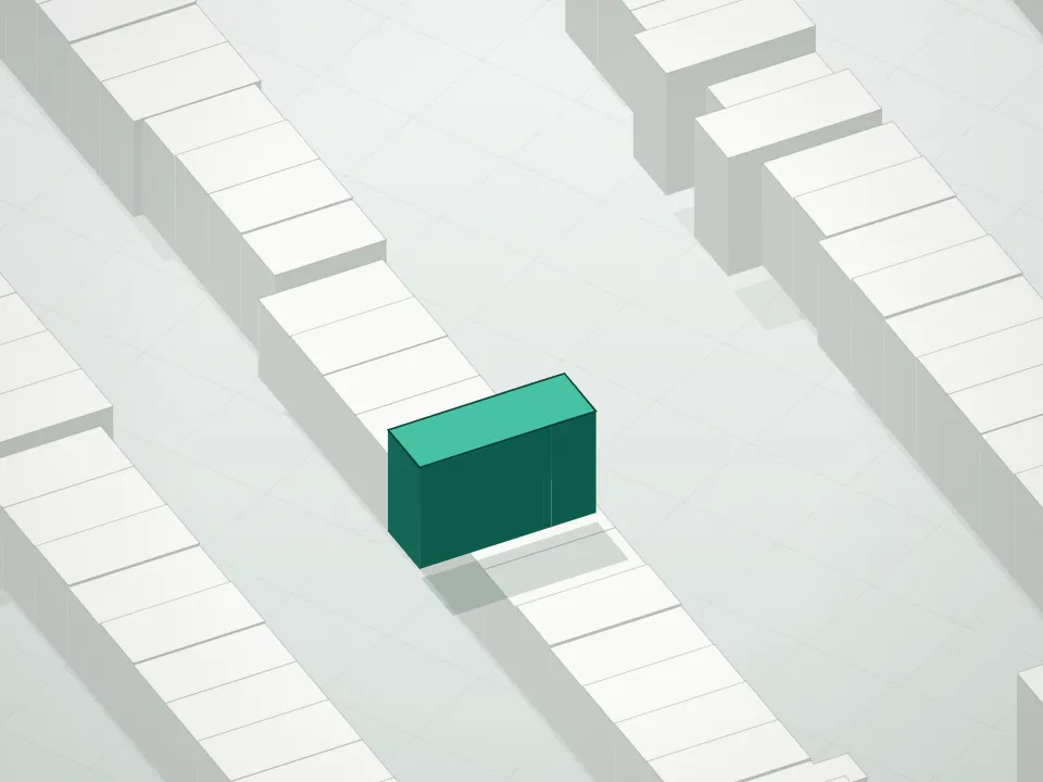 3D massing drawing of 389 Bergen Condominium and neighboring buildings
