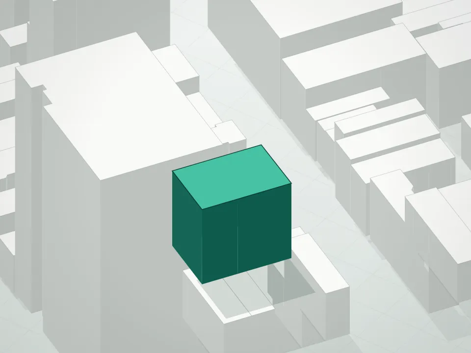 3D massing drawing of 244 East 52nd Street Condominium and neighboring buildings