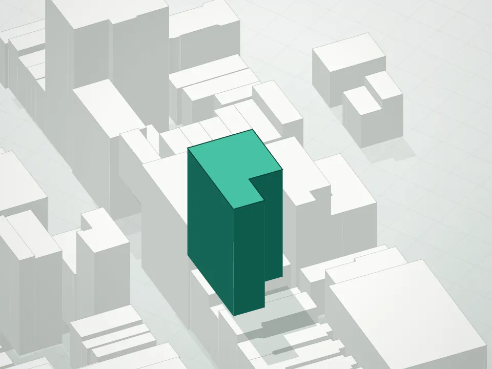 3D massing drawing of 165 Lexington Avenue Condominium and neighboring buildings