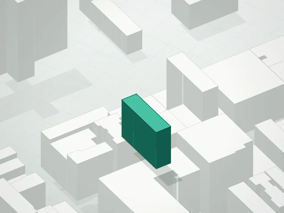 3D massing drawing of 48 Allen Street Condominium and neighboring buildings