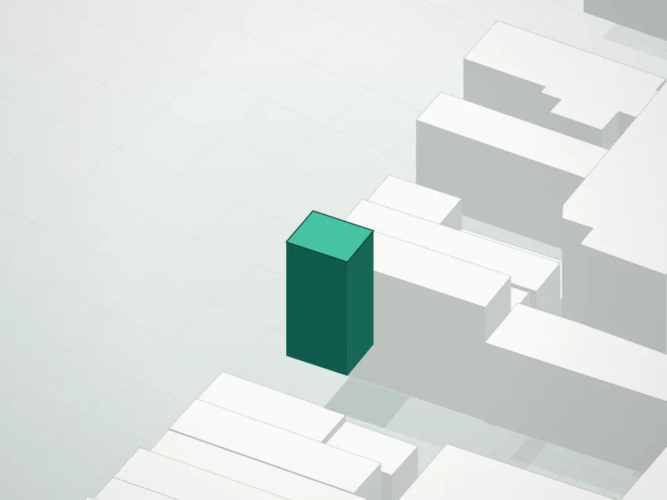 3D massing drawing of Manhattan Condominium and neighboring buildings