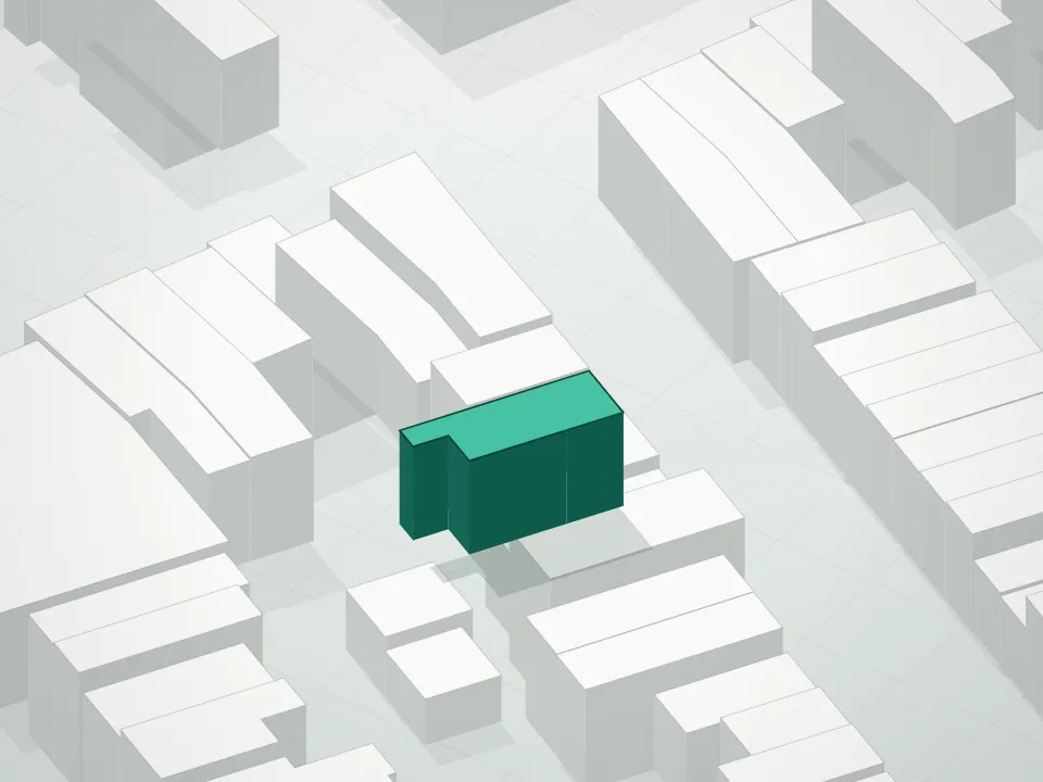 3D massing drawing of 320 Sackett Street Condominium and neighboring buildings